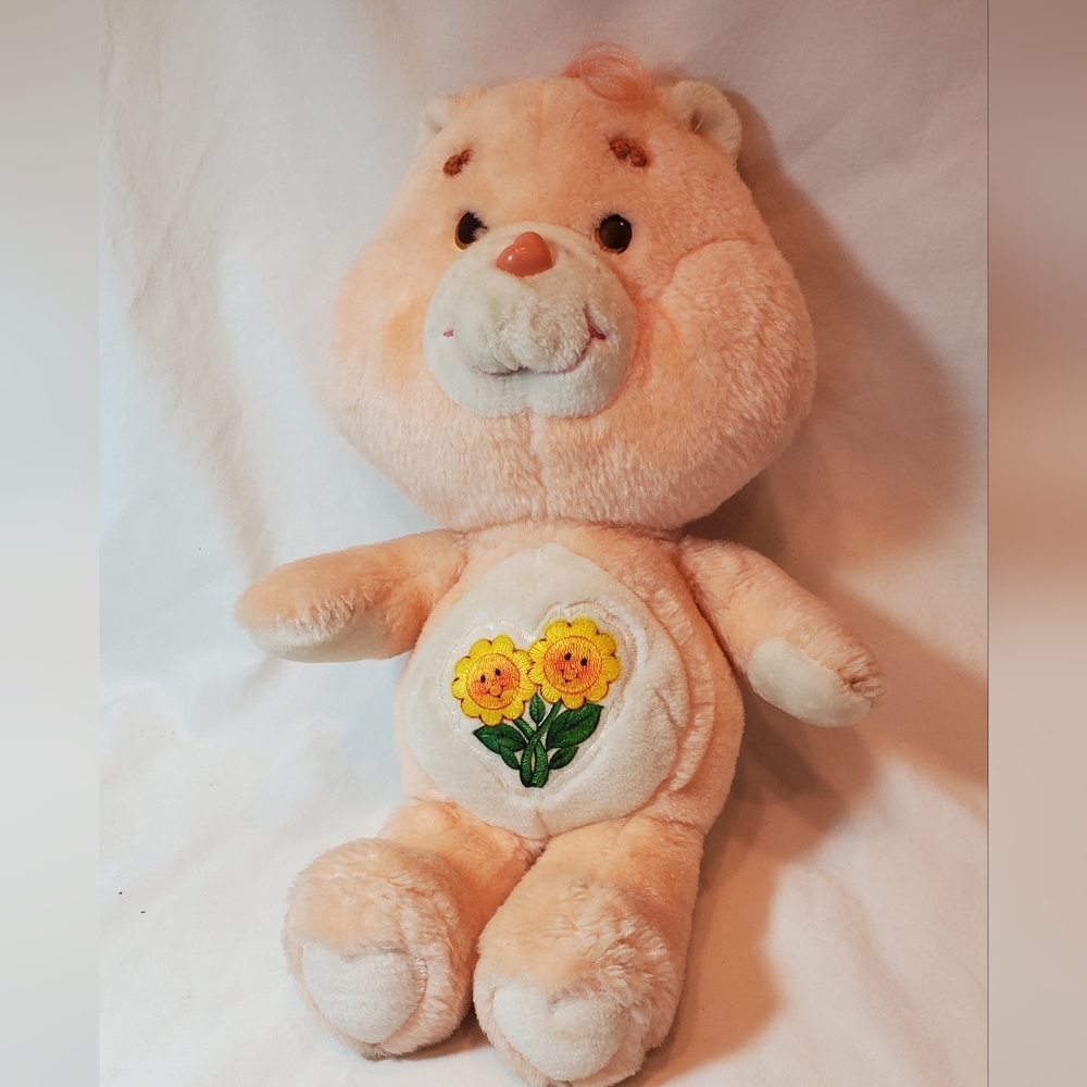 Friendship Friend Bear Plush Vtg 1983 Peach Colored Flowers Kenner Taiwan Unique